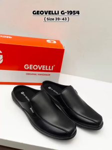 [GVL GEOVELLI] SLOP BUSTONG KULIT SINTETIS  HITAM SENDAL SEPATU PRIA JALAN DAN GAYA PRIA KEREN TRENDY
