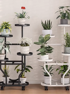 Flower pot balcony plant stand outdoor multi-layer corner wheeled storage rack suitable for living room home and garden spaces