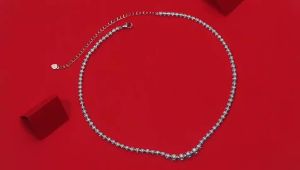 JIUZUAN 925 silver moissanite necklace 4mm casual fashion light luxury womens senior gift with certificate authentication