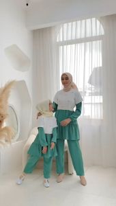 Setelan Gamis Dewasa Anak Couple Perempuan - Stelan Baju Muslim Couple Ibu Anak Cewek 4357