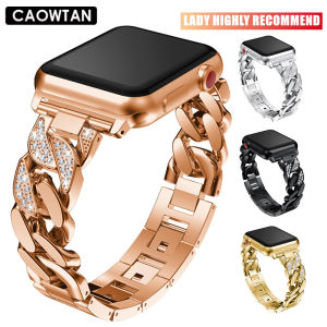 สำหรับสายคาด Apple Watch Series7 6 5 SE 4 3 2 1สายโลหะโซ่เพชรหรูหรา 38มม. - 42มม. - 40มม. - 44มม