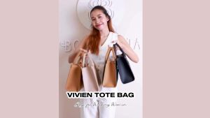 กระเป๋าสะพายข้างผู้หญิง Borboleta รุ่น Vivien Tote Bag หนังวีแกน กระเป๋าทำงาน Quite Luxury Bag