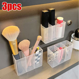 YEAPERY 1/3Pcs Divided Storage Box Transparent Wall-mounted Lipstick Container Self-adhesive Boxes for Jewelry Cosmetic Bathroom Organizer Supplies