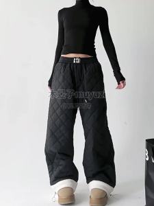 MUYUZI | Warm Weather-resistant Dual-wear Flexible Diamond Checkered Cotton Pants