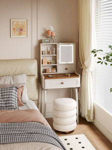 YANGYING | Compact Modern Cream Wooden Dressing Table Bedside Storage Cabinet