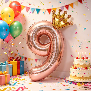1PC 32 inch Rose Gold Crown Digital Number Foil Balloons Princess Birthday DecorationParty Wedding Xmas Number Balloon Anniv