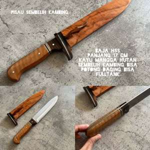 Pisau daging kayu lengkeng baja hss sepuh pulltank bilah 20cm