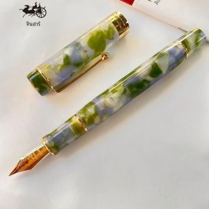 Jinhao 100 Fountain ปากกา Celluloid สไตล์คลาสสิกFine Nib Smooth Writing Instrument พร้อมรีฟิล Converter