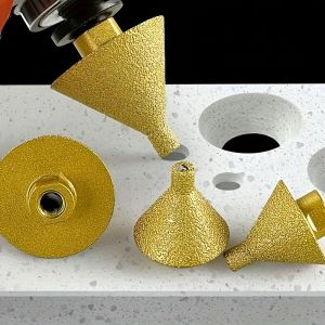 [เครื่องมือตัดหินด้าย M14] ดอกสว่านลบมุมเพชร - ล้อแกะสลักและขัดทรงกรวยสําหรับหิน กระเบื้อง หินอ่อน และ G