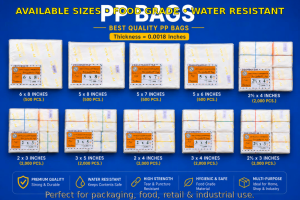 PP Plastic Bags (Thick & Clear) – Ideal for Repacking Available in Various Sizes [1 Bundle]