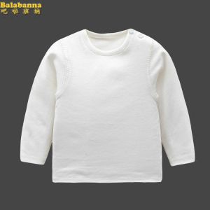 เสื้อแขนยาวผ้าฝ้ายแท้สําหรับเด็กทารกแรกเกิดเสื้อยืดเด็กเสื้อตัวในสีขาวสําหรับเด็กชายและเด็กหญิงเสื้อยืดเสื้อผ้าฤดูใบไม้ผลิและฤดูใบไม้ร่วง