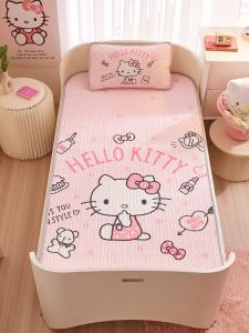 HelloKitty Cartoon Ice Latex Cooling Mat for Girls Nursery Summer Ice Silk Bedding Childrens Folding Latex Mat Polyester Fiber