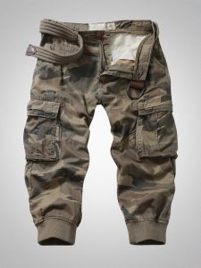 XIAXIANG | Multiple Pockets Workwear Trousers Camouflage 7 Quarter Trousers