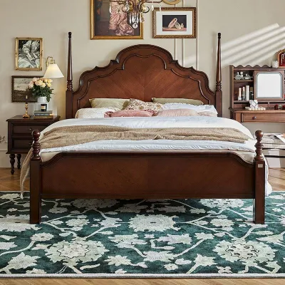 AYIJIE | Vintage Luxe Wooden Bed