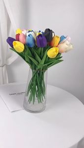 Mới 10 bông Tulip giả trang trí chất liệu cao su PU cao cấp 34cm -Lilys decor house phụ kiện chụp ảnh quà tặng giao giáo người yêu