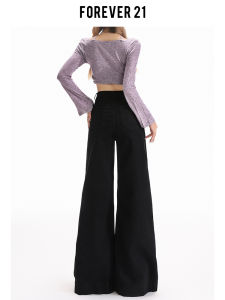 Black High Waist Wide Leg Denim Jeans Womens Autumn Vintage Loose Pear Shape Straight Cut Pants Forever 21 American Style