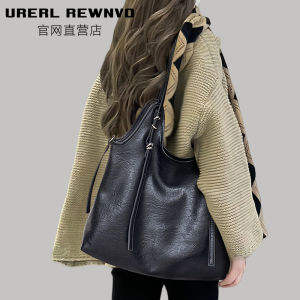 URERL REWNVO Soft Leather Tote Bag Womens Large Capacity Commuter Single Shoulder Bag Korean Style Daily Use Youth Friendly