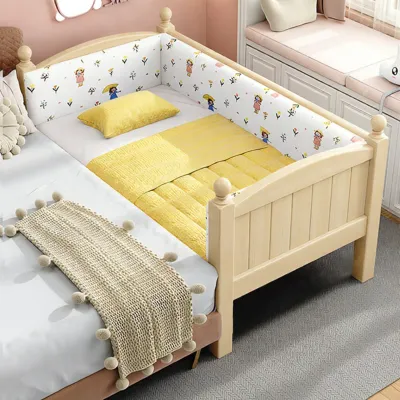 BAIFULING | Expandable Childrens Wooden Bed Wide Bedside