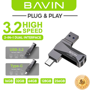 BAVIN UF02 Dual Interface USB 3.2 & Type-C Flash Drive for Fast High-Speed Plug & Play File Transfer