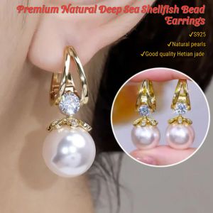 Advanced Natural Deep Sea Pearl Earrings Pearl Ball Drop Earrings Woman Fashion Jewelry