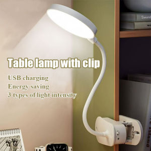 LED Desk Lamp with Clip Foldable Dimmable Touch Table Lamp 3 Modes USB Powered Reading Light Portable Lamp