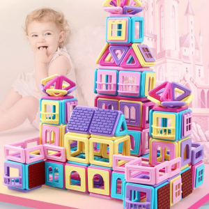 AnakKid 98pcs /162pcs Magnetic Tiles Building Block Set Children Diy Assembling Educational Toys for Girls Boy