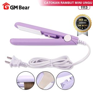 [Diskon Up To 80%] - GM Bear Catok Pelurus Rambut Profesional Mini Ungu 1113 - Mini Portable Hair Straightener / Hair Style Purple