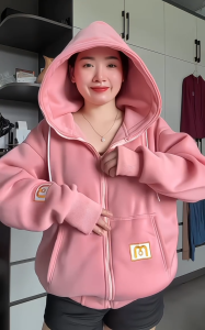 Áo khoác nỉ form rộng 4 túi thêu chữ m thiết kế nón may 2 lớp to rộng trùm đầu có bao tay xỏ ngón thời trang