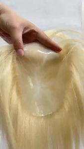 Light Gold  Ultra-thin Biological Scalp 9 Degrees Can Be Bleached Hot Dyed Biological Durable Men Toupee Breathable Male Wigs 100% Human Hair Systems Natural Wig 6" Hair Invisible Hairline Replacement Natural Looking Straight