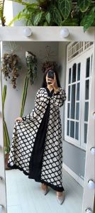 Gamis rayon ajl tebal longdress batik cap premium kain berkualitas renda sultan