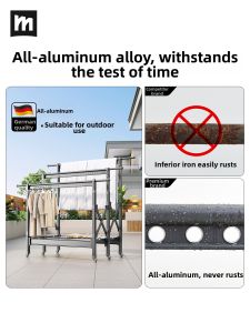 Outdoor Wind-Resistant Heavy-Duty Movable Folding Aluminum Drying Rack