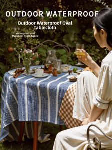 Waterproof Oil-Proof Sun-Resistant Luxury Oval Tablecloth