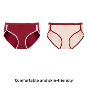 MiiOW | Red Pure Cotton Underwear High Slit Triangle Shorts Womens Antimicrobial Breathable Sweat Absorbent Mid Waist Briefs
