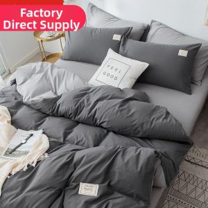 Solid Color Washable Cotton Bedding Set