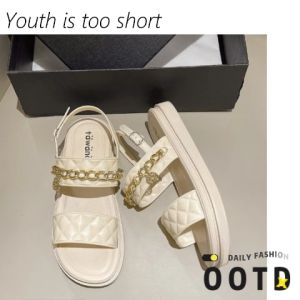 Lishops  รุ่นฮิต รองเท้าแตะแฟชั่น รองเท้ารัดส้นสไตล์เกาหลี😍ตกแต่งด้วยโซ่ทองสุดเก๋ใส่แล้วเท้าเรียวสวย ปังปุมากแม่💸