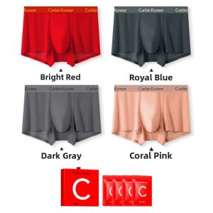 CarbinKoneer | CarbinKoneer Gift Box Mens Underwear Boys Red Snake Year No Trace Flat Angle Pants Support Antibacterial Function Ice Silk