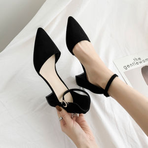 Womens Fairy Style Sandals Open Toe High Heels Pointed Toe mid Heel Buckle Strap Fashionable Breathable Comfortable Shoes