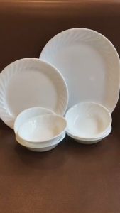 Corelle USA - Enhancements White - Combo 09 Món Tô Dĩa Trắng Gợn Sóng