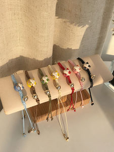 ROVEDCITY สร้อยข้อมือคู่ Handmade ทอสายไฟสีแดงน่ารักแมว Lucky เซรามิคนาฬิกาข้อมือเครื่องประดับลูกปัดอุปกรณ์เสริม