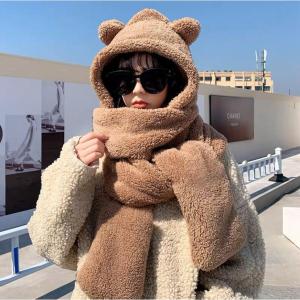Zhao LuSi Style Cute Bear Hat Scarf Combo