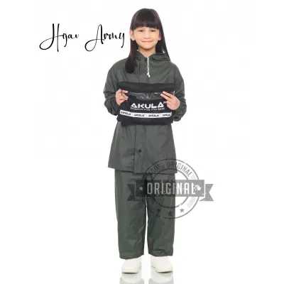 AKULA Jas Hujan ANAK Setelan Baju Celana Bahan PVC lentur anti air premium Original