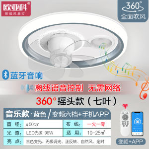 Eurasian Section Ceiling Fan Light with Bluetooth Music Function for Bedroom 360 Degree Rotation Childrens Room Living Room Dining Room