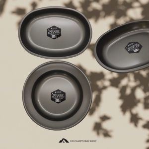 Captain Stag Outdoor Tableware Metallic Black Coat Oval Plate UH-0062 Made in Japan