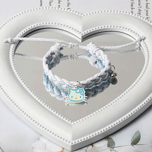 Hoạt Hình Vòng Tay Đôi Mèo KT Nguyên Bản Thiết Kế Phổ Biến Dệt Vải Nhẫn Tay Nhỏ Tươi Có Giá Trị Thẩm Mỹ Cao Trang Sức Thời Trang