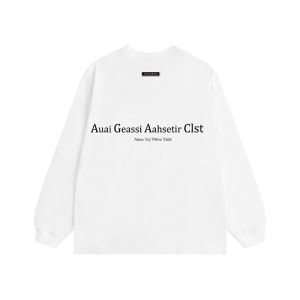 White Cotton Long Sleeve T-Shirt Womens Oversize Mid-Length Base Layer Top Spring Autumn American High Street Style Print