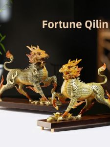 WEIZHEN | Creative Decorative Kirin Statue Pair Copper