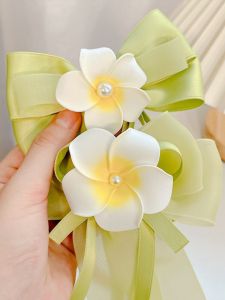 สไตล์สดไข่ดอกไม้ผีเสื้อปม กิ๊บติดผม เด็กผู้หญิงเจ้าหญิง เสื้อท่อนบน คลิปที่คาดผมดอกไม้ ผ้าซาติน ผ้าไหม เครื่องประดับผม