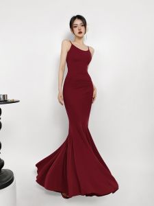 Grace ผู้หญิงเซ็กซี่ Slim-fit ชุดนางเงือกชิ้นเดียวแขนกุดผ้าฝ้ายยูรีเทนเส้นใยยืดหยุ่นฤดูใบไม้ผลิฤดูร้อนเสื้อผ้าทํางานชุดสีแดง