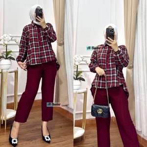SETELAN FLANEL CELANA MIX POLO LINEN/ ONE SET KOTAK