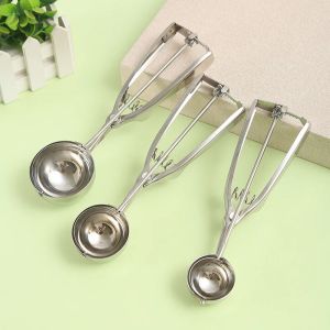 Stainless Steel Ice Cream Scoop Spring Handle 3 Sizes for Mash Potato Scoop Kitchen Tool Wholesale Accessories Ice Cream Spoon